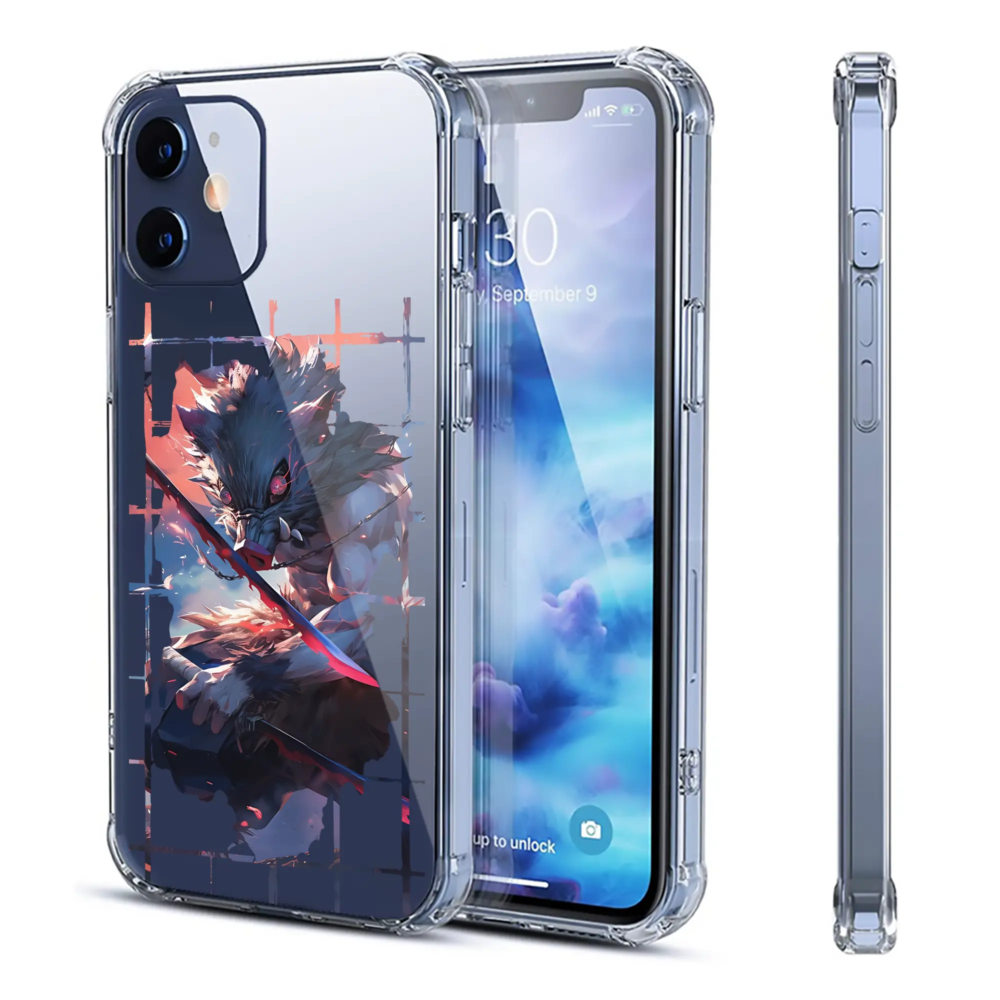 鬼滅の刃 グッズ,嘴平 伊之助 - IPhone 12シリーズ対応 ・ 透明スマホケース ・ クリアソフトケース ・ TPU素材 ・ 耐衝撃 ・ 高密着 ・ 防汚 防指紋 ・ 簡単着脱